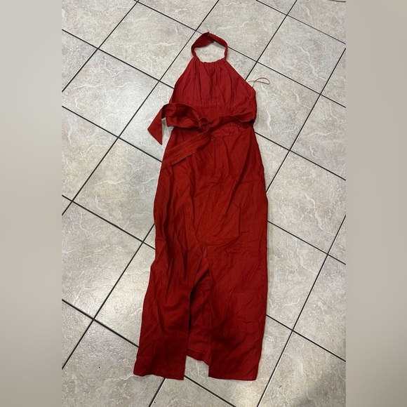 Banana Republic Elegant Red Halter Maxi Dress Size 0 - Picture 2 of 5